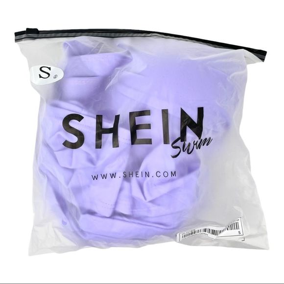 SHEIN Lilac Twist Front Push Up One Piece Ruched Swimsuit Size - Picture 9 of 10